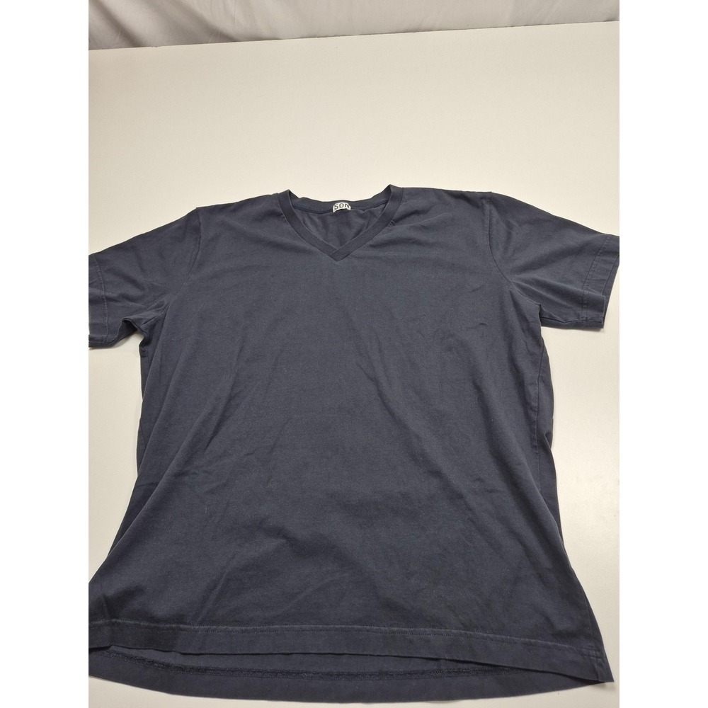 Son Of A Tailor Shirt Mens Large Blue Supima Cotton V Neck Short Sleeve Tee